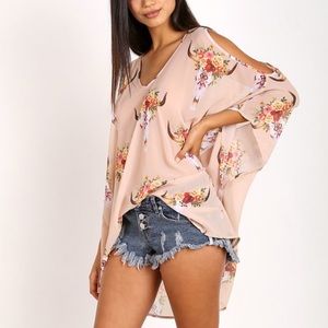 Show Me Your Mumu Peta-Boo Tunic - Floral Bullhead, Cold Shoulder, Size Small